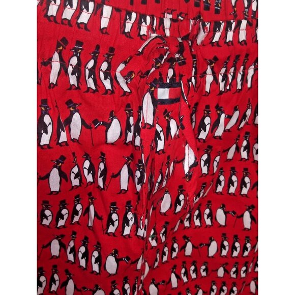 Tommy Hilfiger Men’s Pajama Pants XL Red PENGUIN PRINT allover Lounge Sleep EUC - Picture 4 of 10